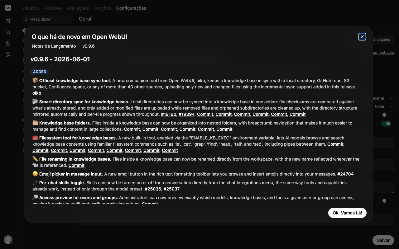 Lista de MCP servers conectados ao Open WebUI mostrando canna-br